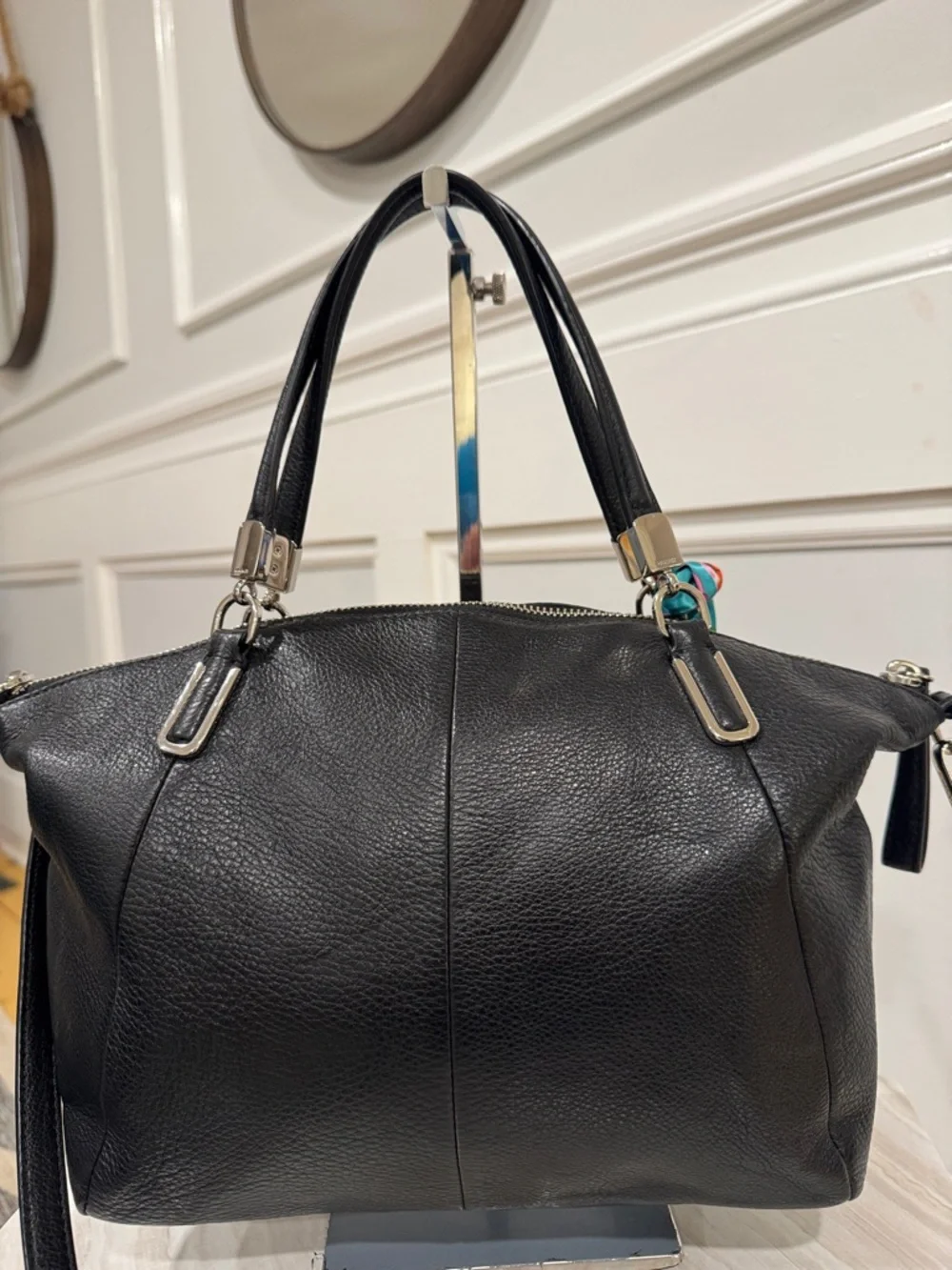 Coach Madison Kelsey Small  Black Pebbled Leather Satchel Crossbody Bag - Picture 8 of 17